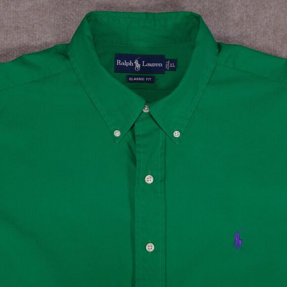 Polo Ralph Lauren Shirt Mens XL Classic Fit Green Button Up Long Sleeve - Picture 1 of 16
